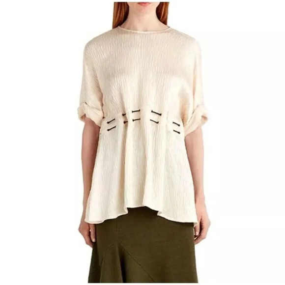Jason Wu Hammered Satin Tunic Top Cream Size 8 holiday New Year's party - Picture 1 of 14
